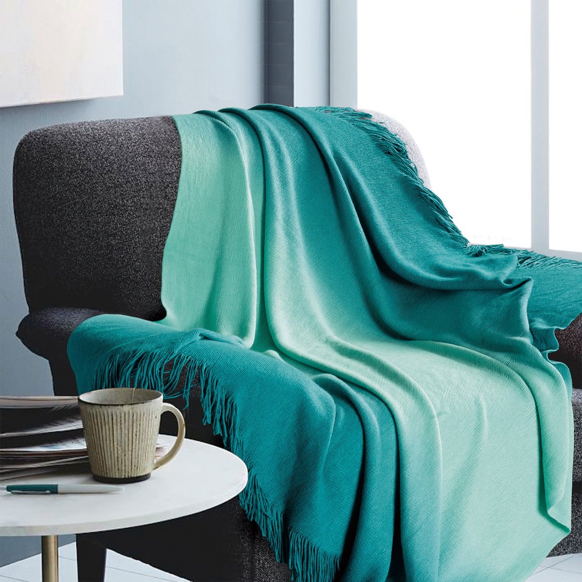 Ombre Teal Throw 50x60