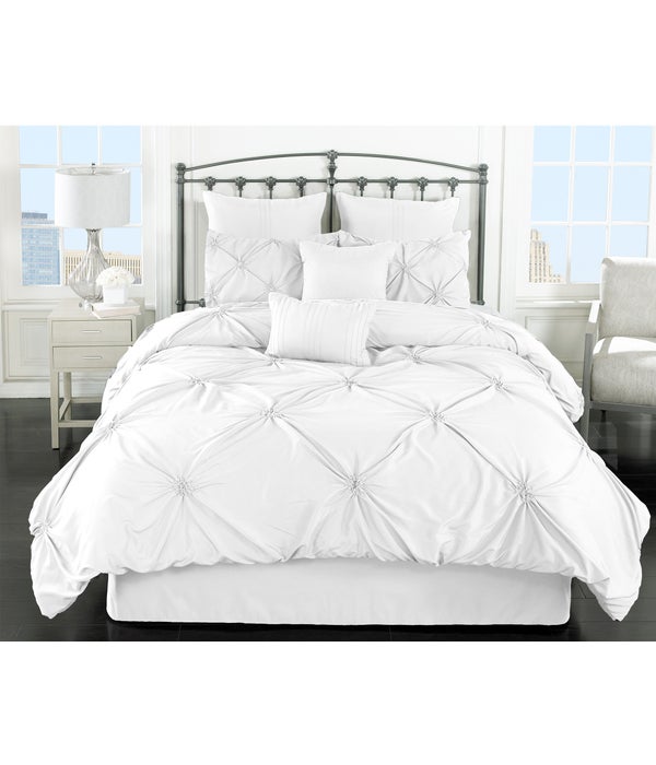 Lila White 8pc Queen Comforter Set