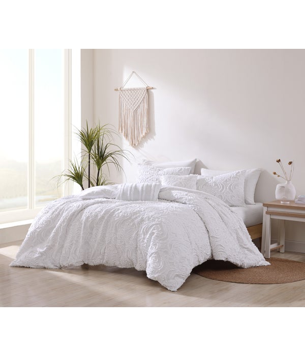 Rhea (Raima) White 5 pc Queen Comforter Set*FEB-2023