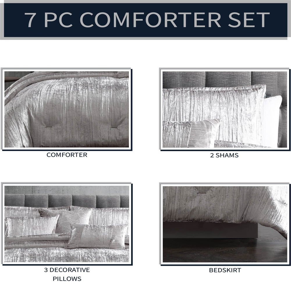 Hallmart Collectibles Bedroom Taos 7 PC Velvet Comforter Queen Black 84393  - Ridgemont Furniture