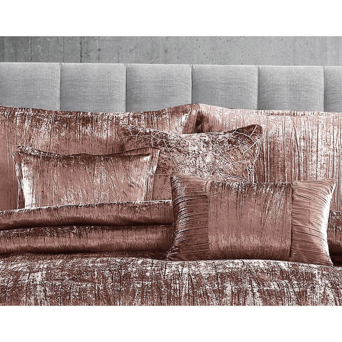 Taos 7 pc Velvet Comforter King Blush