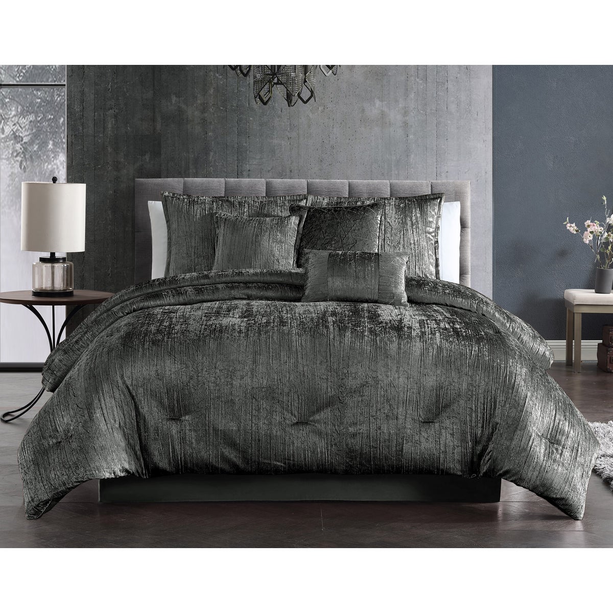 Taos 7 pc Comforter Queen Charcoal