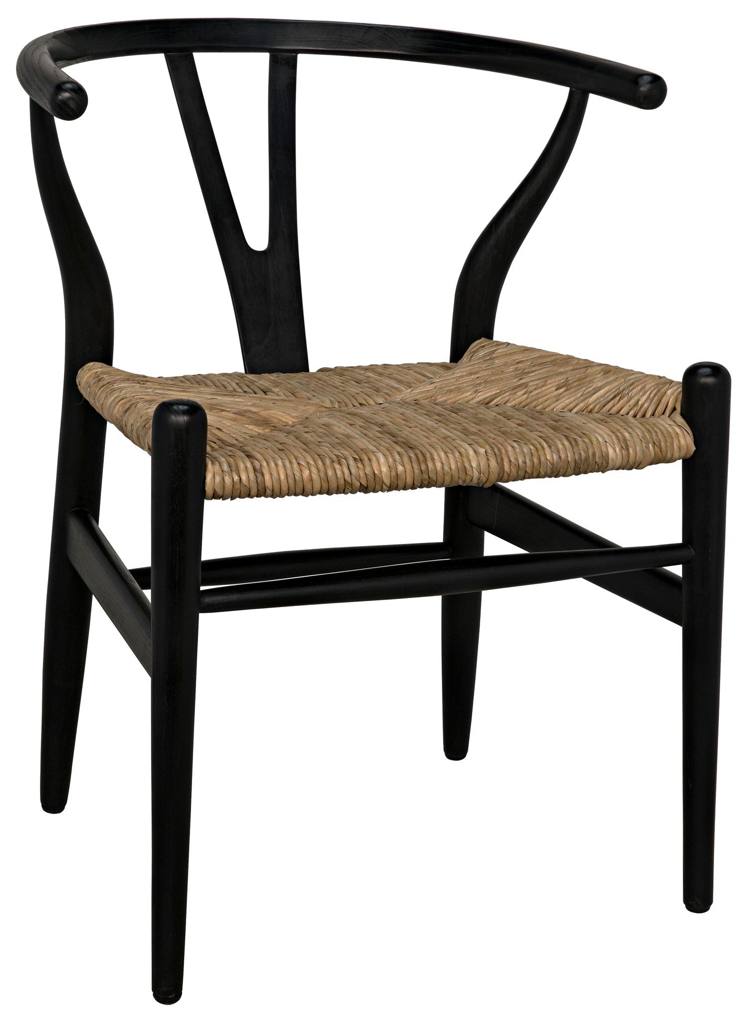 black chair with wicker seat