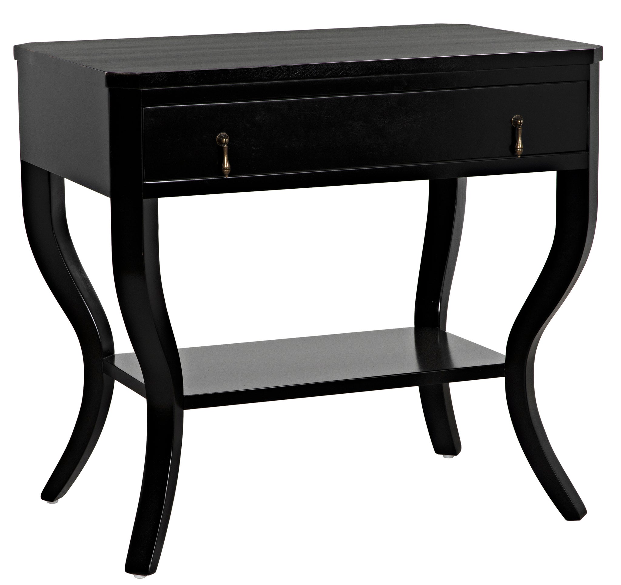 distressed black side table