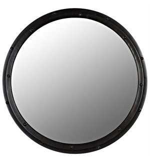 Round Mirror, Black Steel