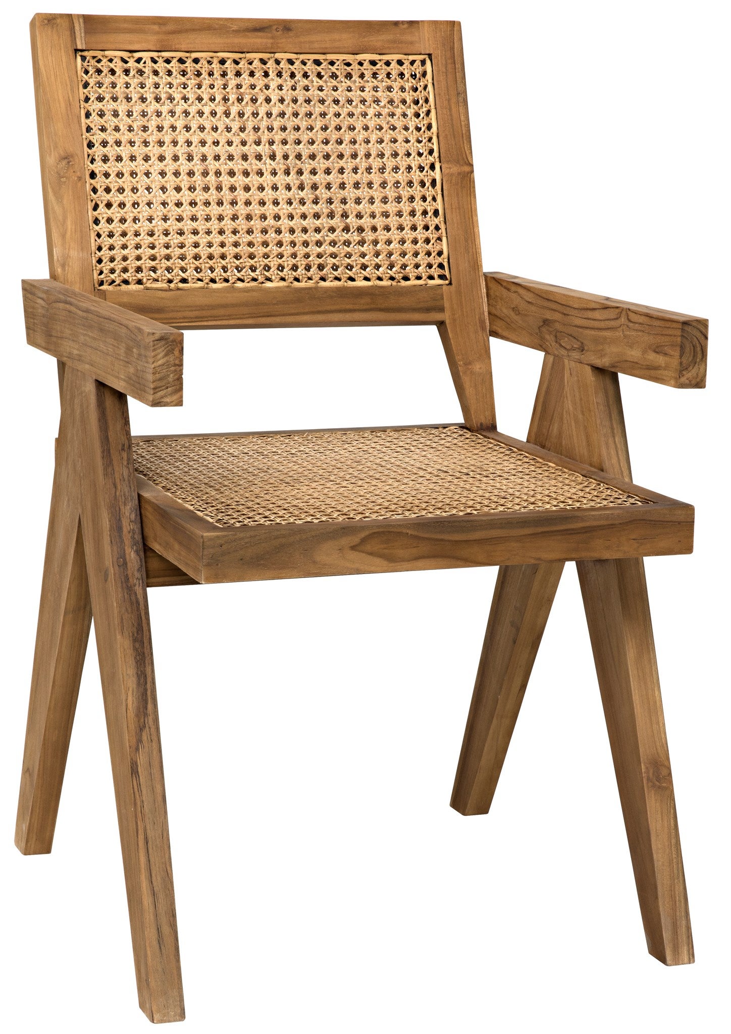 cane and teak chair