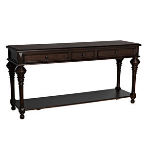 Colonial Large Sofa Table, Distressed Brown