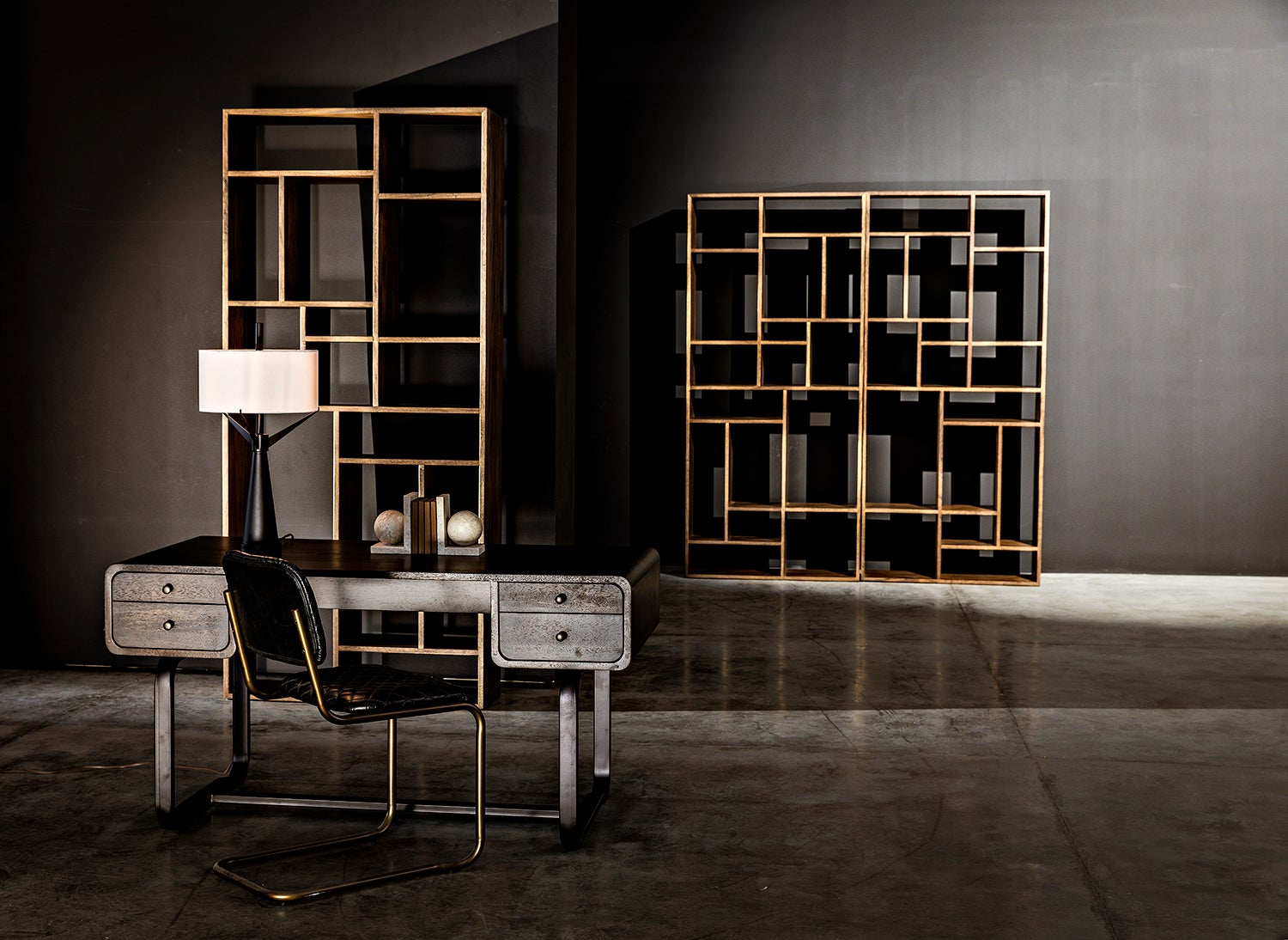 Voltes Desk, Ebony Walnut with Black Steel - desks | Noir Trading 