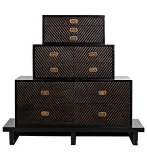 Horus 3-Tier Dresser, Hand Rubbed Black with Light Brown Highlights