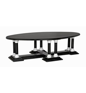Desoto Coffee Table, Hand Rubbed Black and Solid White