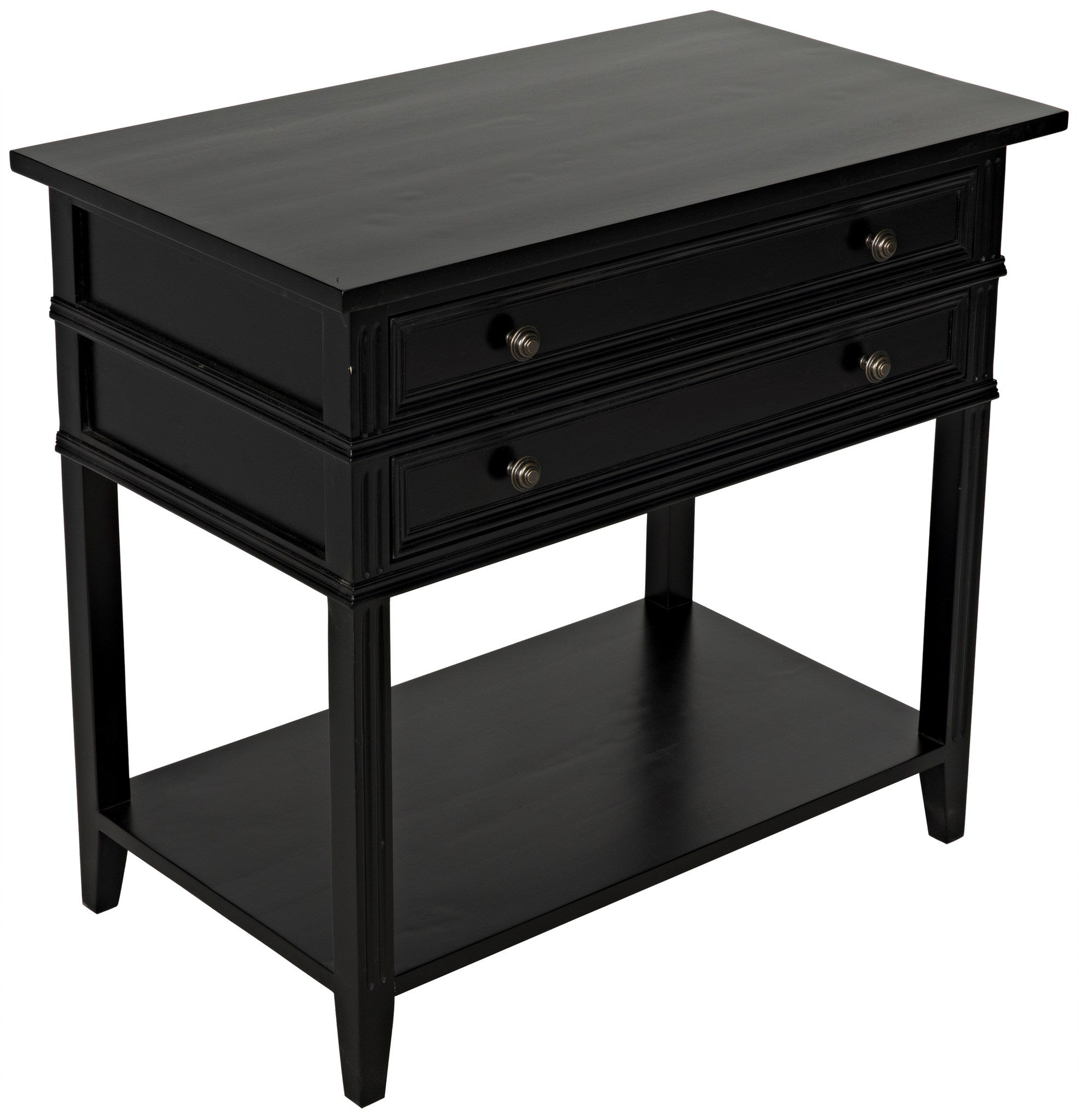 END OR NIGHT TABLES Set of 2 ** BLACK COLONIAL CARVED SIDE NIB Drawer/Shelf 
