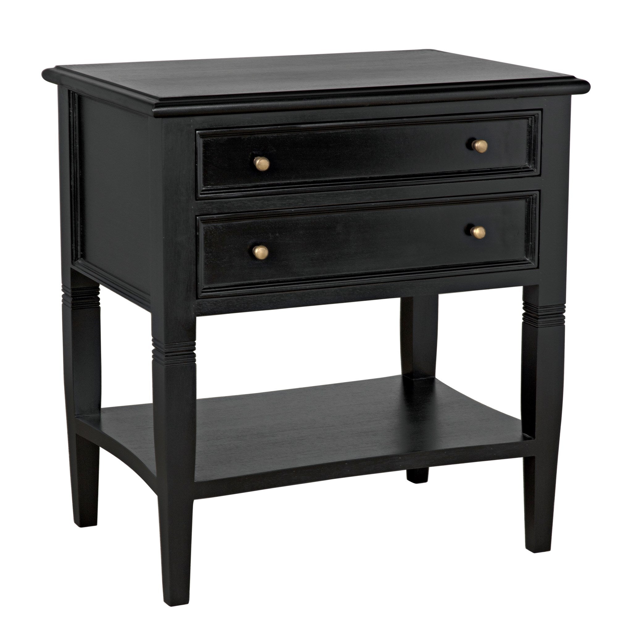 rubbed black nightstand