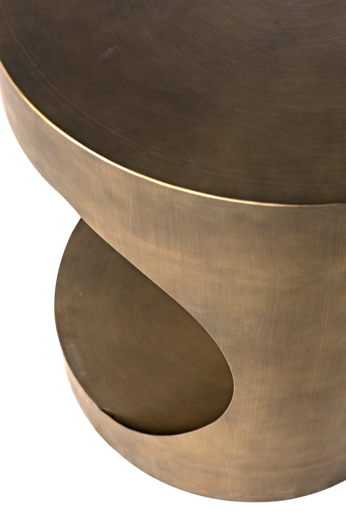 Eclipse Round Side Table, Metal with Aged Brass Finish - accent 