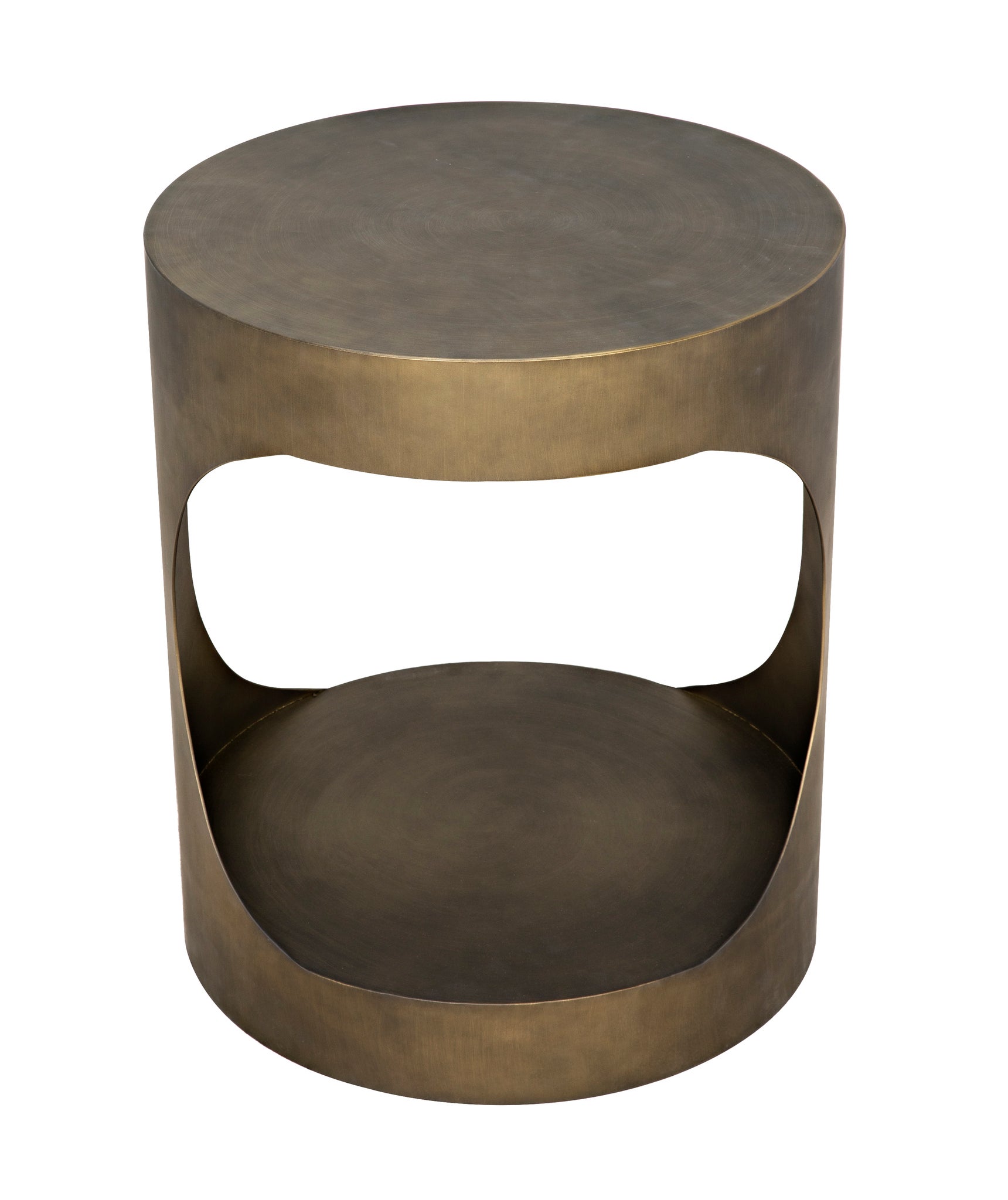 Eclipse Round Side Table, Metal with Aged Brass Finish - accent 