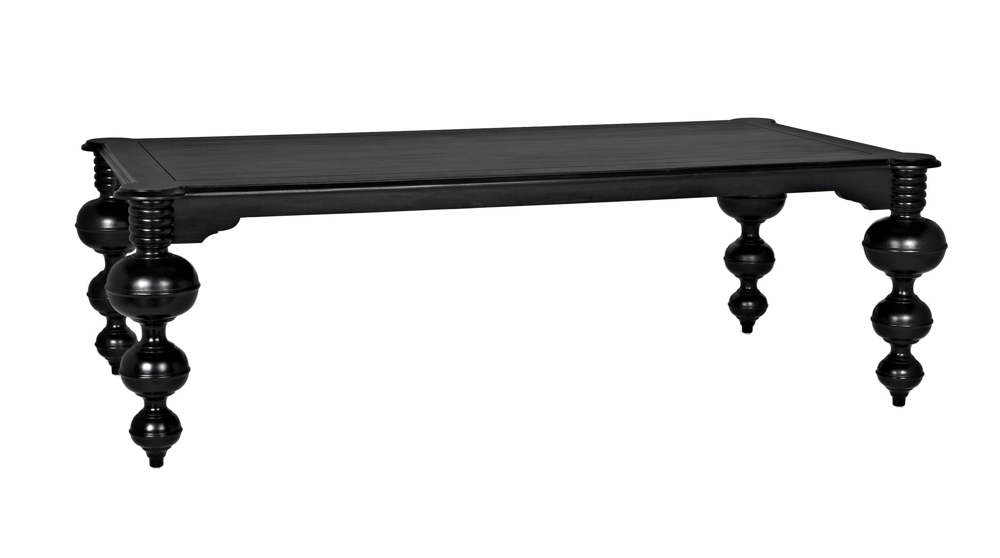 rubbed black dining table