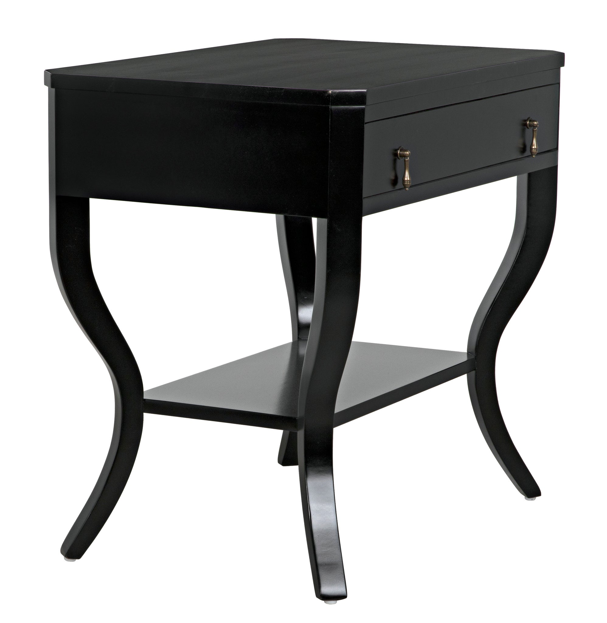 distressed black side table