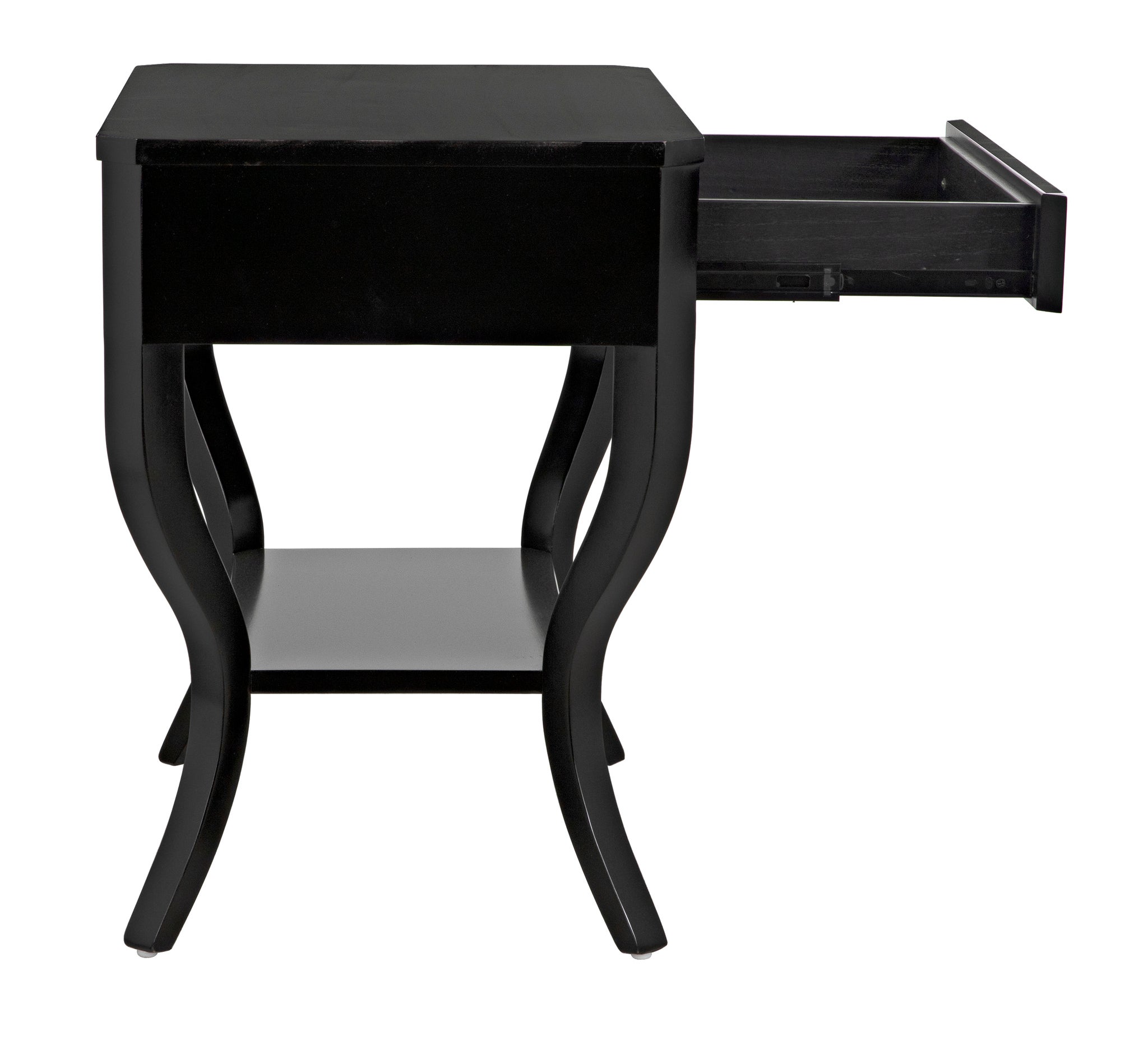 distressed black end table