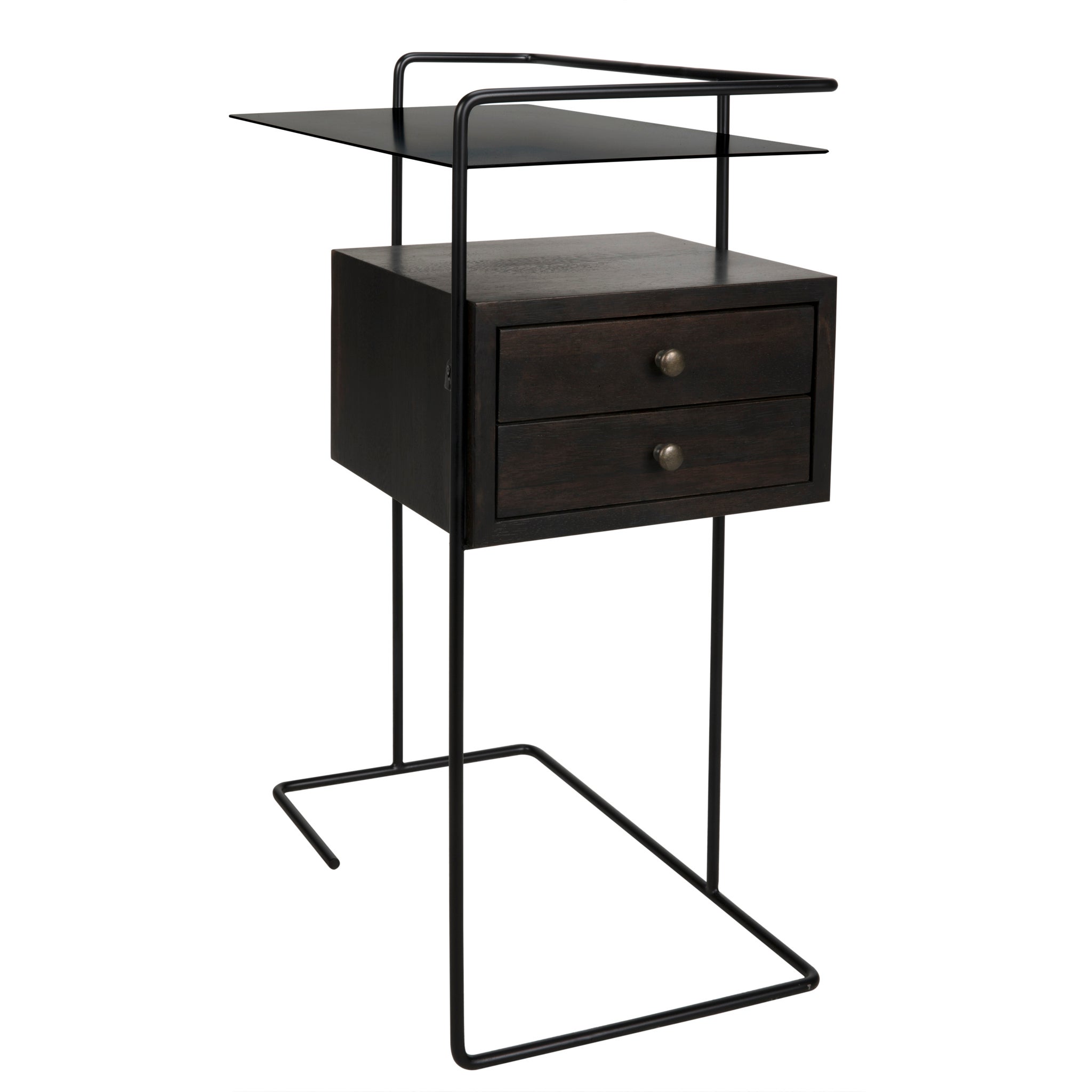 Massimo Side Table, Black Steel and Walnut - accent tables | Noir