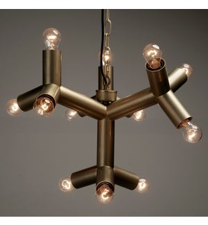 Snow Flake Chandelier, Metal with Brass Finish
