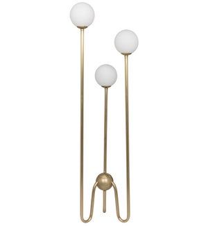 Seafield Floor Lamp, Antique Brass and Glass