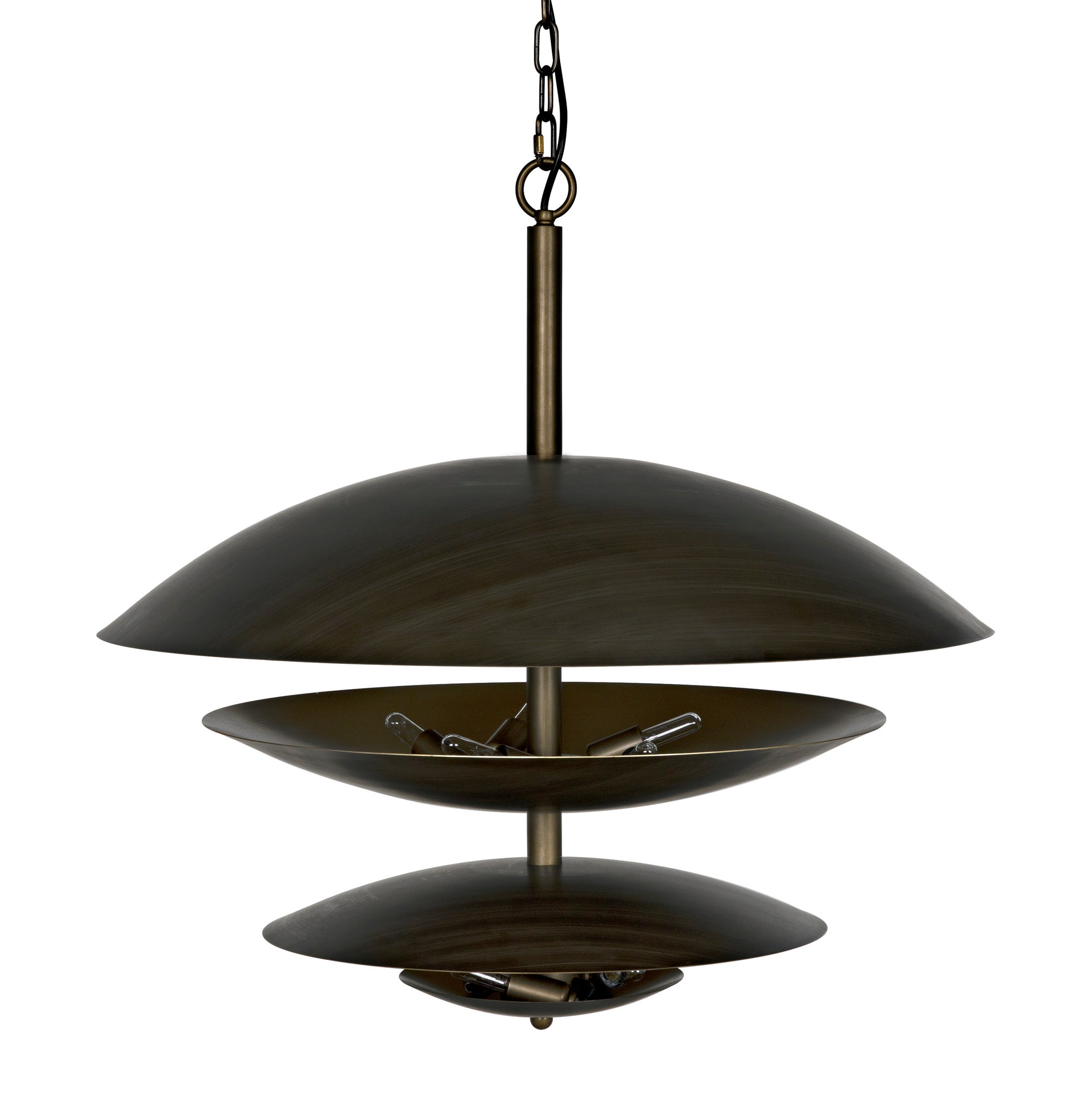 Nora Chandelier, Metal with Aged Brass Finish - chandeliers | Noir 