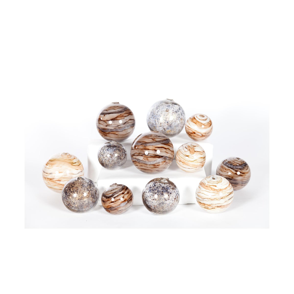 Set of 12 Spheres in Stone Court, Driftstone, Sanderling Finish