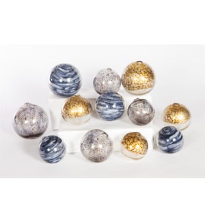 Set of 12 Spheres in Mythic, Driftstone & Glimmer