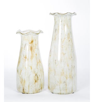 Large Ruffle Top Vase in Wrinkled Linen