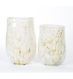 Large Oval Vase in Wrinkled Linen