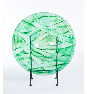 Glass Charger w/ Metal Stand in Aquatic Emerald