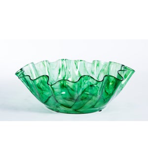 Large Ruffle Bowl in Aquatic Emerald