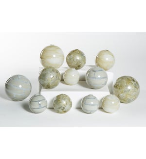 Set of 12 Spheres in Gypsum Flats, Chimney Clouds & Oyster Shell