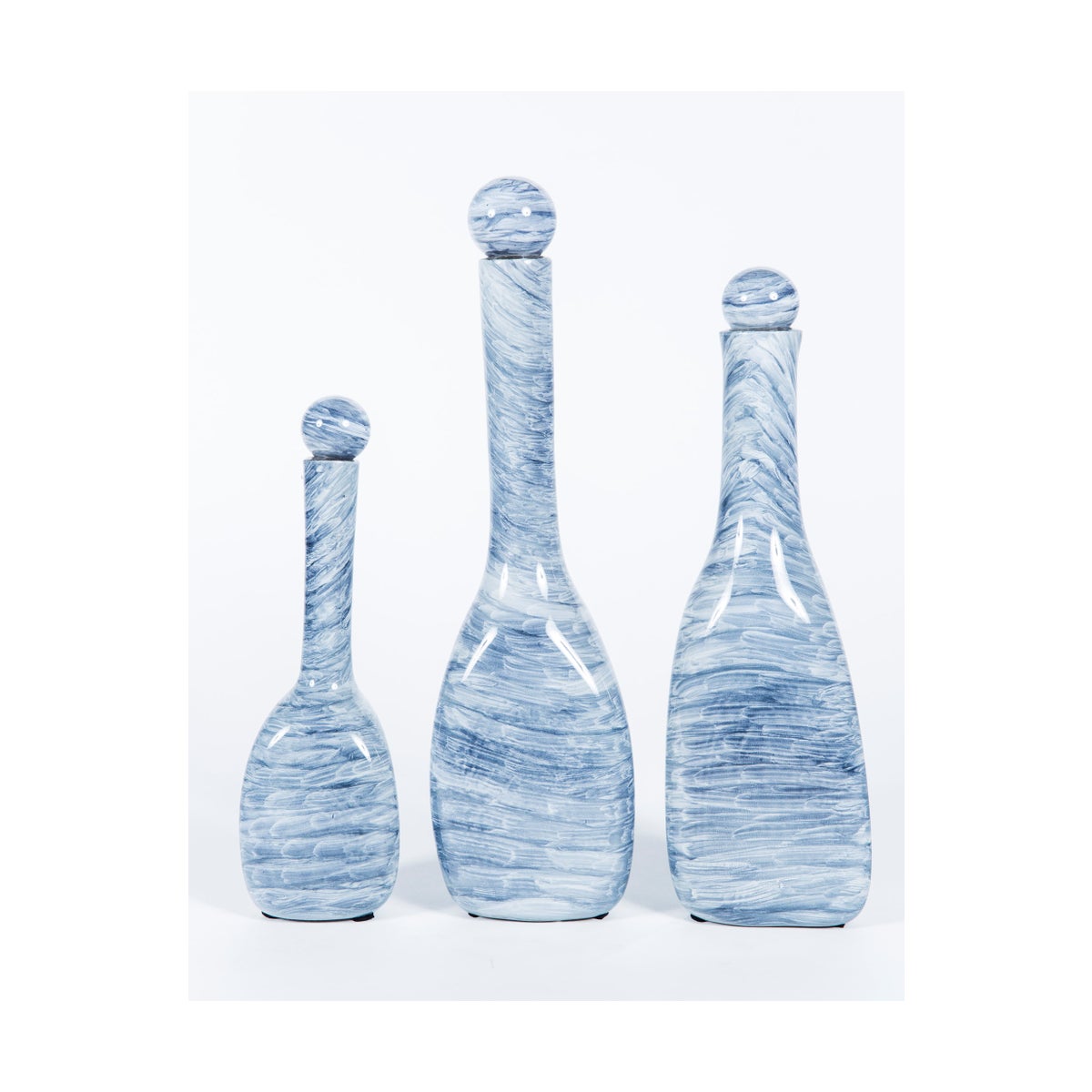 Bottles with Tops Set of 3 in Gray Matters Finish