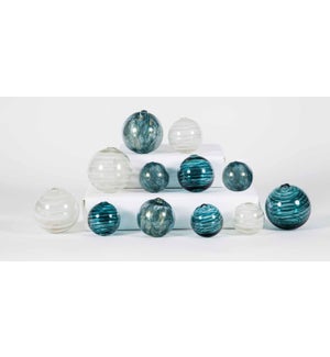 Set of 12 Spheres in Tidewater, Caribe and Glacier Valley Finish