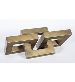 3 Square Links Sculpture in Antique Brass Finish