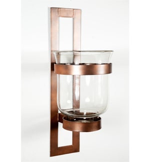 Large Clear Wall Sconce with Rust Finish Steel Base