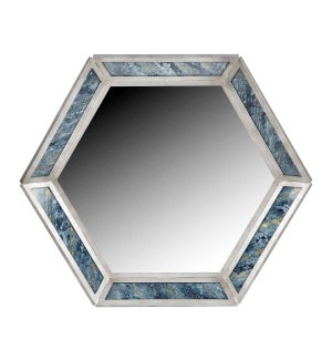Darcy Hexagonal Mirror in Silver with Glass Inserts in Stratosphere Finish