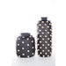 Large Studded Vase in Black with Gold Dots