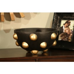 Bowl with black and Gold Dots