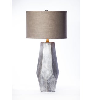 "Noah Table Lamp in Silver Cast Finish with 15"" Drum Shade in  Grey with Gold Lining"