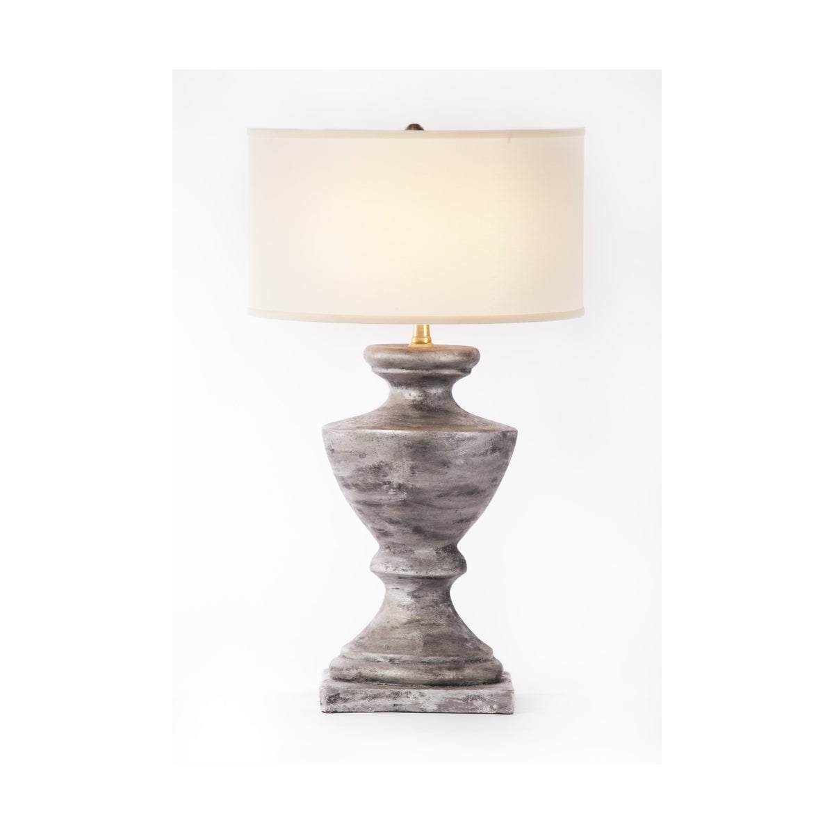 "Sofia Table Lamp in Silver Cast w/ White/White 18"" Drum Shade"