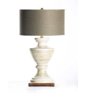 Sofia Table Lamp in Vintage Ivory with 18" Grey/Gold Drum Shade
