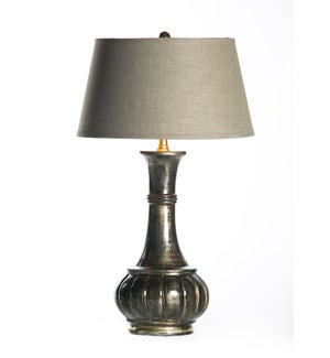 Abigail Table Lamp in Coal with 18" Grey/Gold Taper Shade