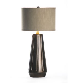 Marley Table Lamp in Cast Iron with 15" Grey/Gold Drum Shade