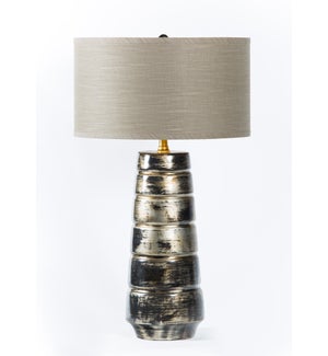 Madison Table Lamp in Oiled Steel Finish w/ 18" Grey/Gold Drum Shade
