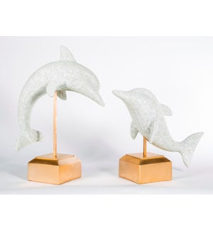 Large Dolphin on Stand in Vintage Blanco Finish