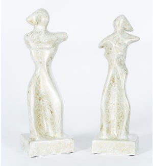 Abstract Lady Sculpture in Travertine Finish