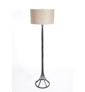 "Tyler Floor Lamp in Fire with 18"" Drum Shade in Grey w/ Gold"