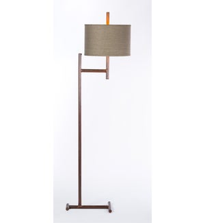 Parker Iron Floor Lamp with 15" Drum Shade in Grey/Gold