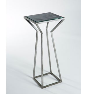 Accent Table in Antique Silver with Glass Top in Mythic